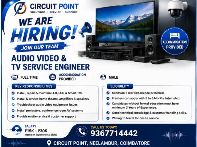 Audio Video & TV Service Engineer JOBS IN Coimbatore