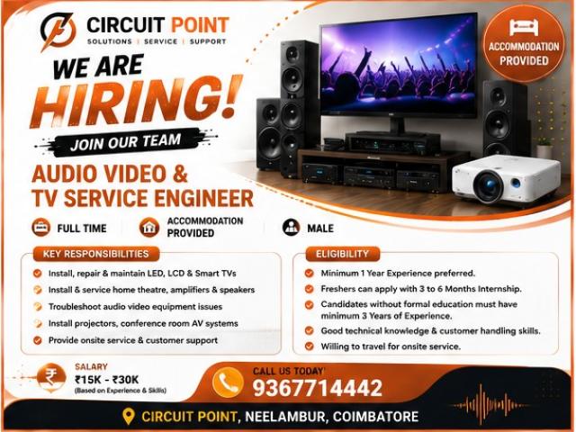 Audio Video & TV Service Engineer Jobs in Tiruppur